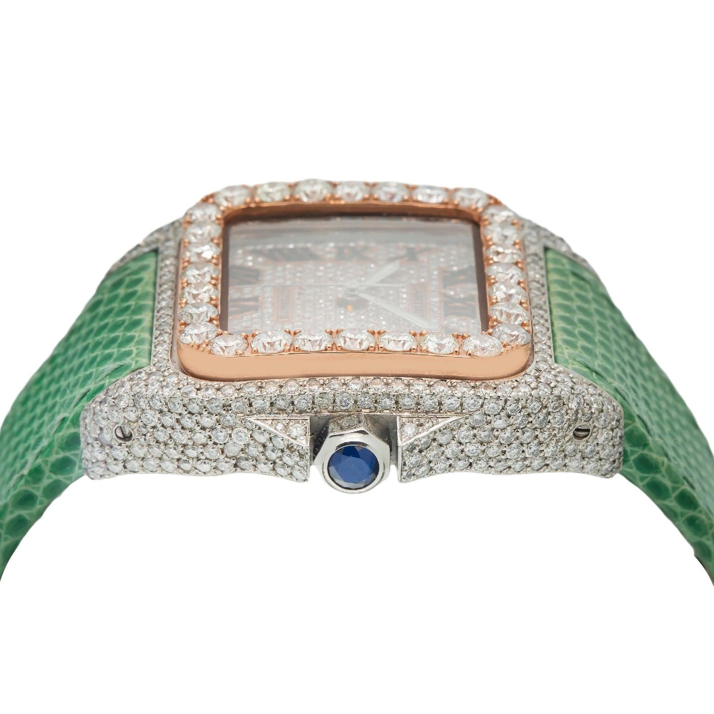 Cartier Santos 100 W20129U2 32MM Diamond Dial With Diamond Bezel