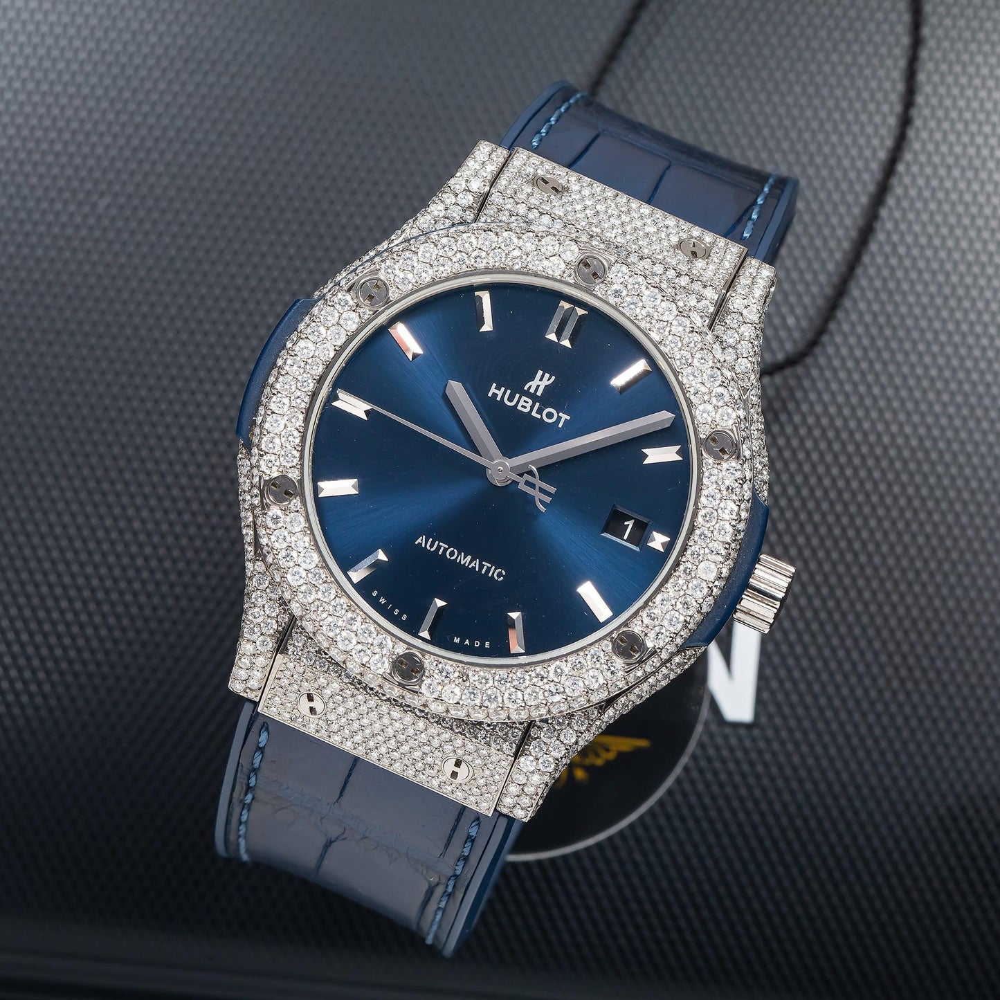 Hublot Classic Fusion 511.NX.7170.LR 45MM Blue Dial With 9.10 CT Diamonds