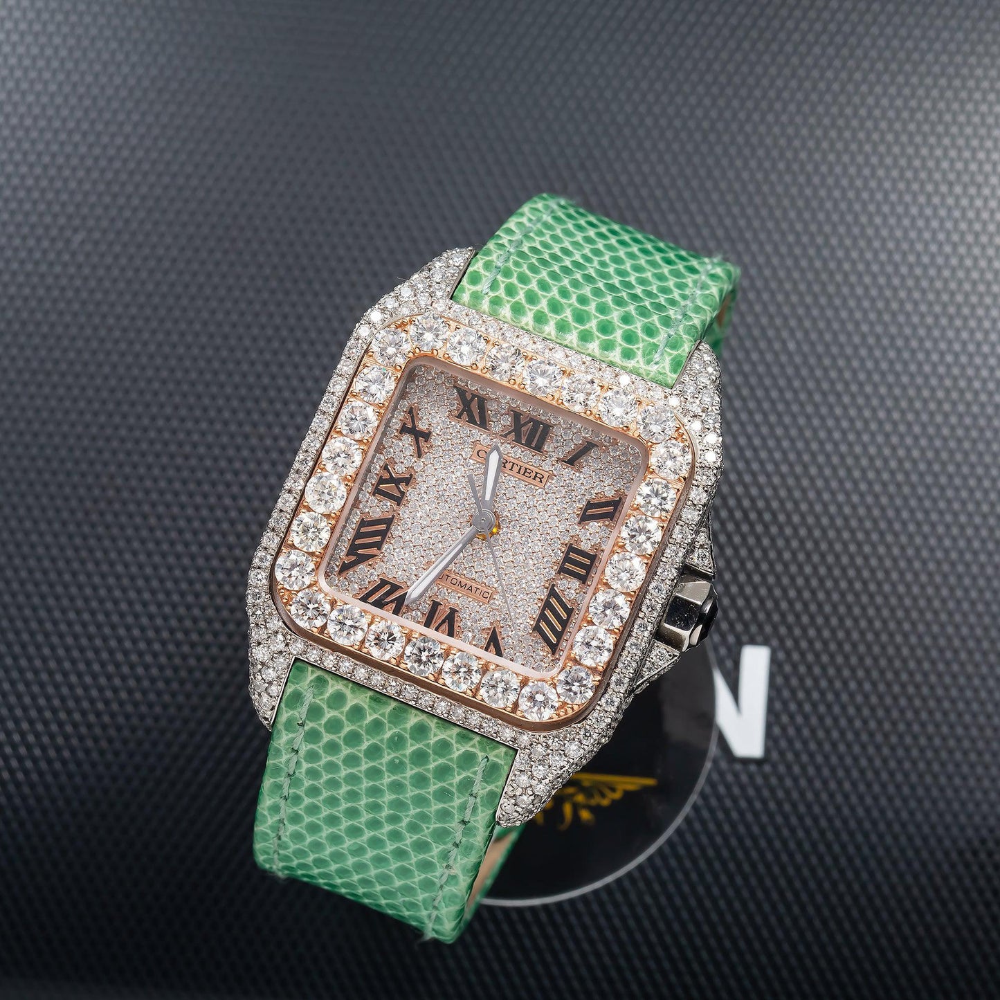 Cartier Santos 100 W20129U2 32MM Diamond Dial With Diamond Bezel