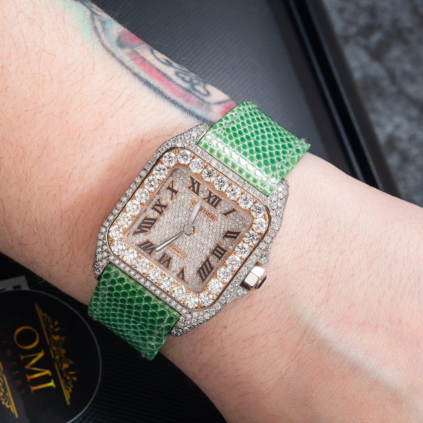 Cartier Santos 100 W20129U2 32MM Diamond Dial With Diamond Bezel