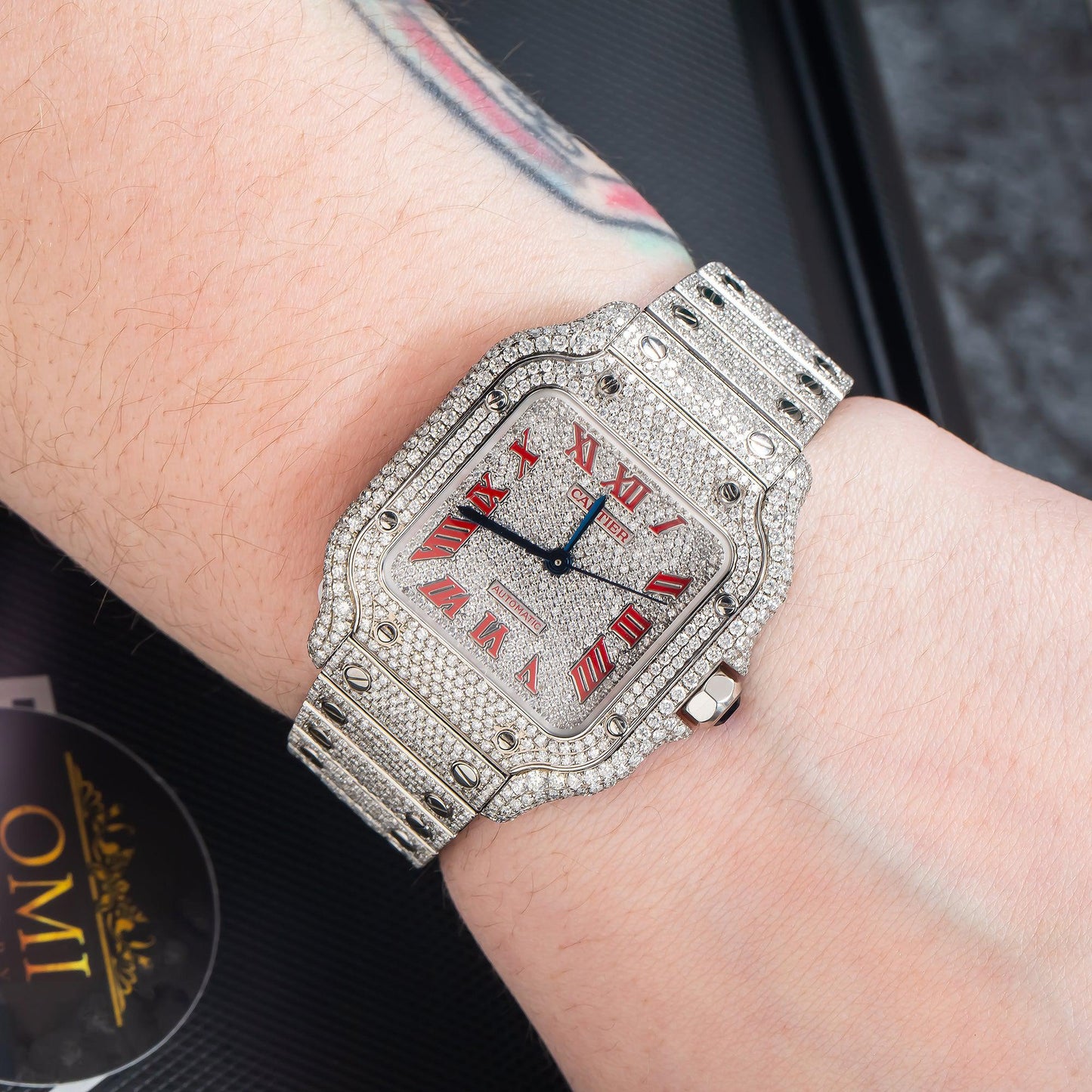 Cartier Santos WSSA0029 35MM Diamond Dial With 11.65 CT Diamonds