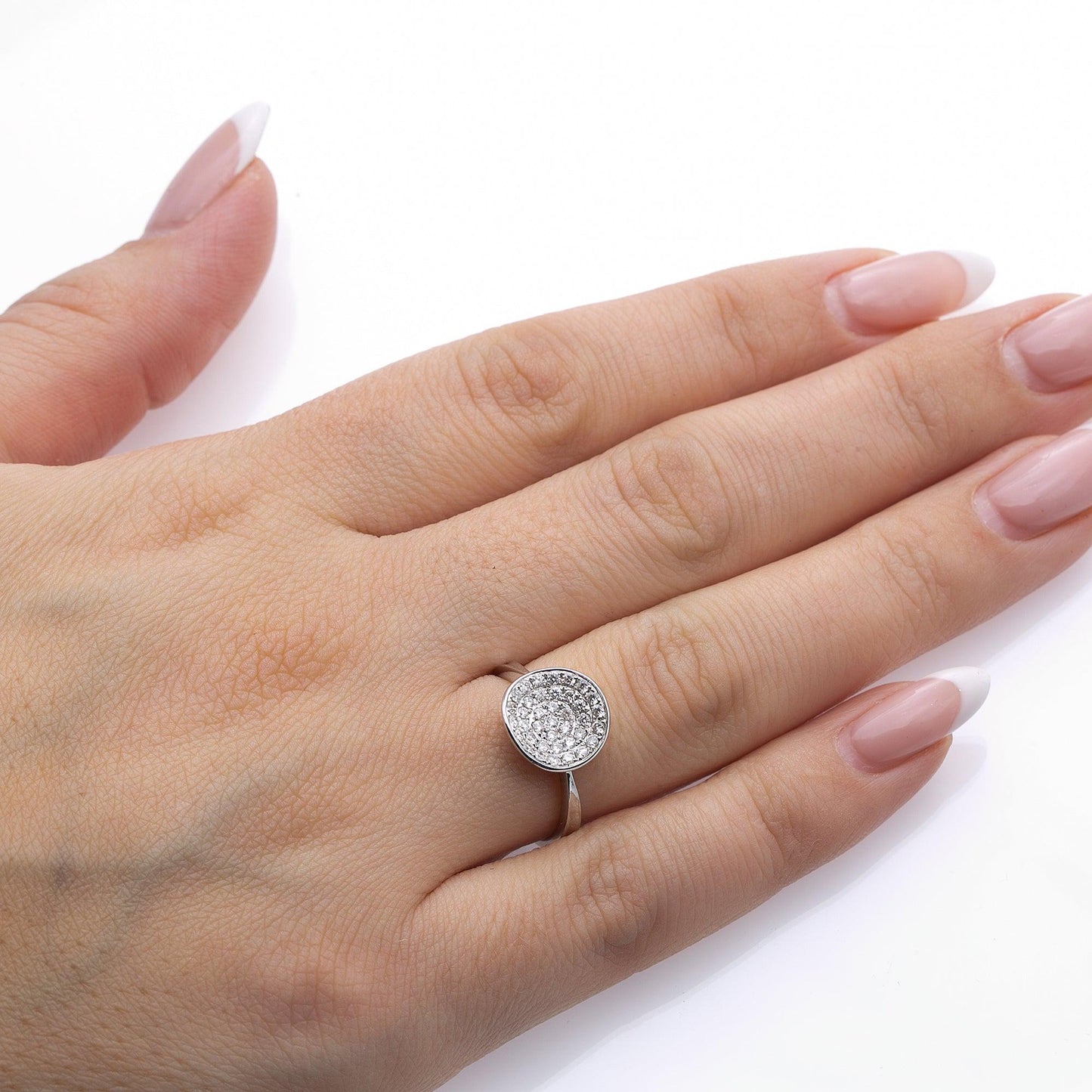 Ladies 18k White Gold Diamond 0.48 CT Right Hand Ring