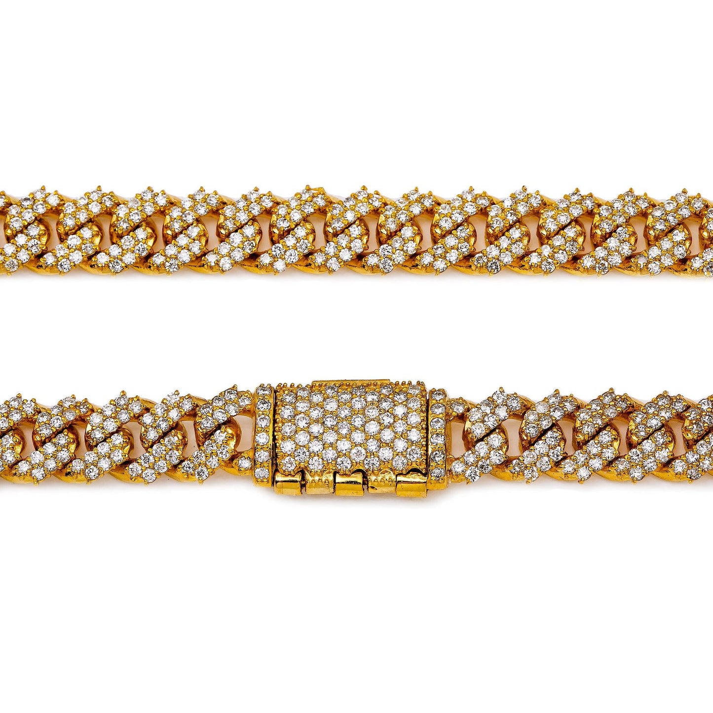 10K YELLOW GOLD 22" CUBAN CHAIN WITH 15.60 CT DIAMONDS