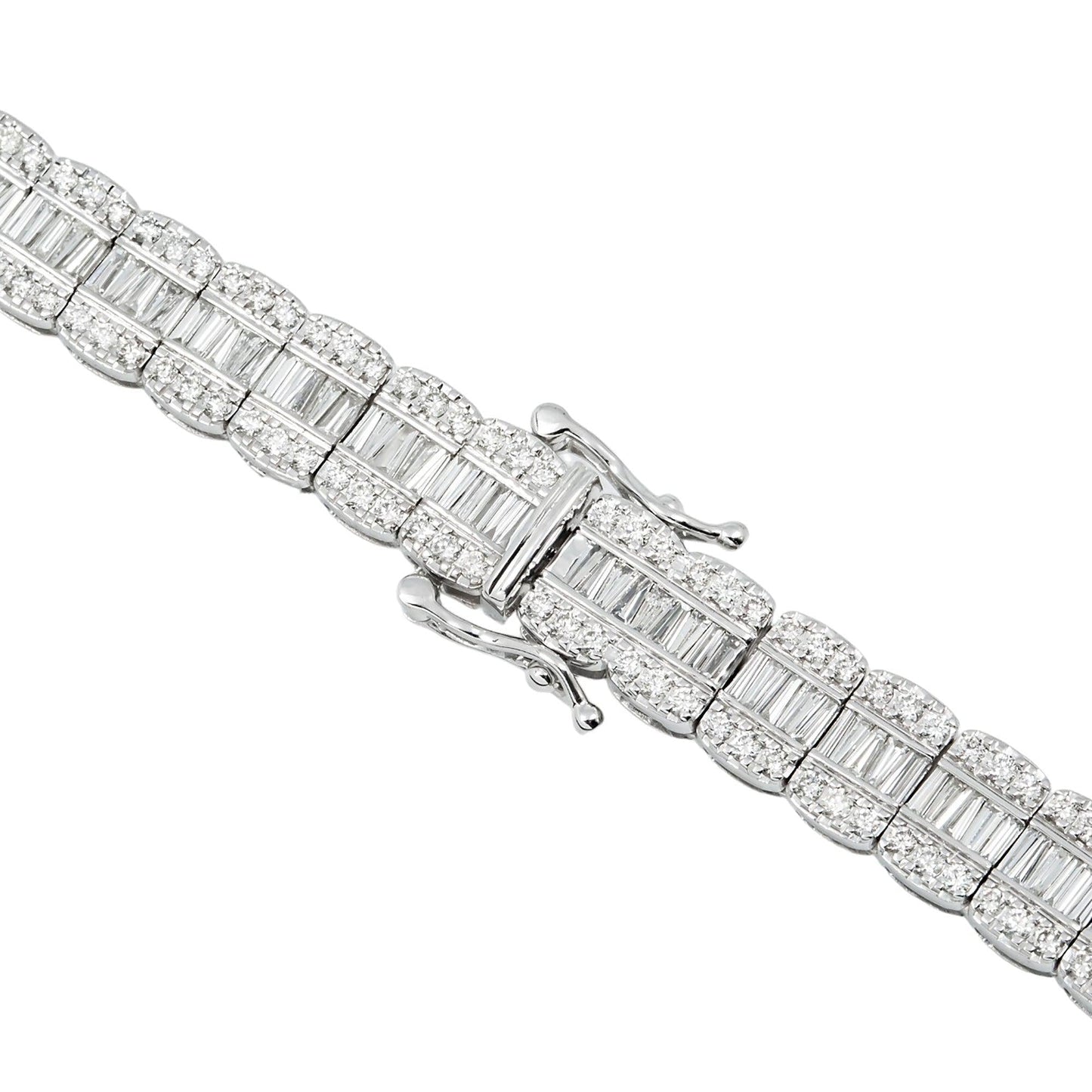 10K GOLD 9MM BAGUETTE AND ROUND DIAMOND CHAIN 19.99 CT