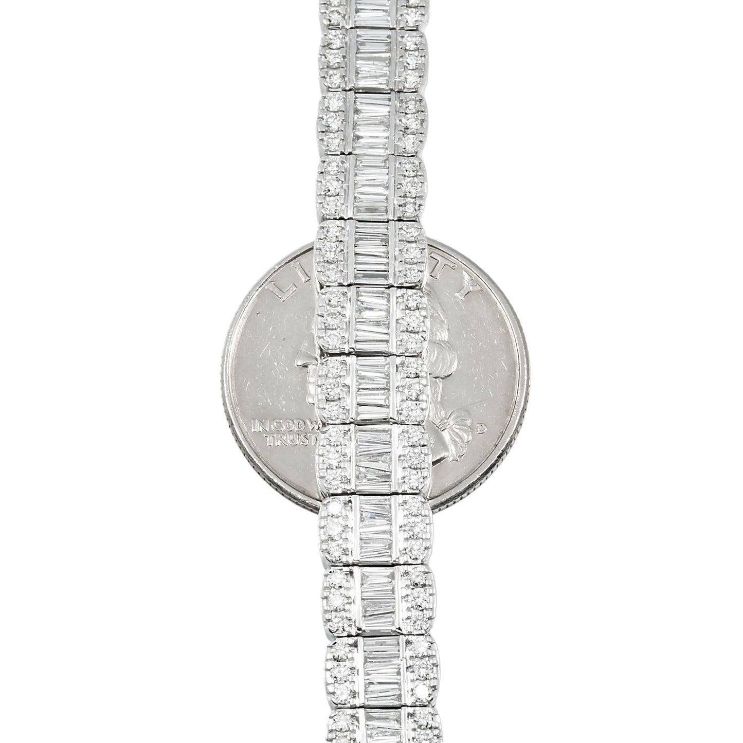 10K GOLD 9MM BAGUETTE AND ROUND DIAMOND CHAIN 19.99 CT