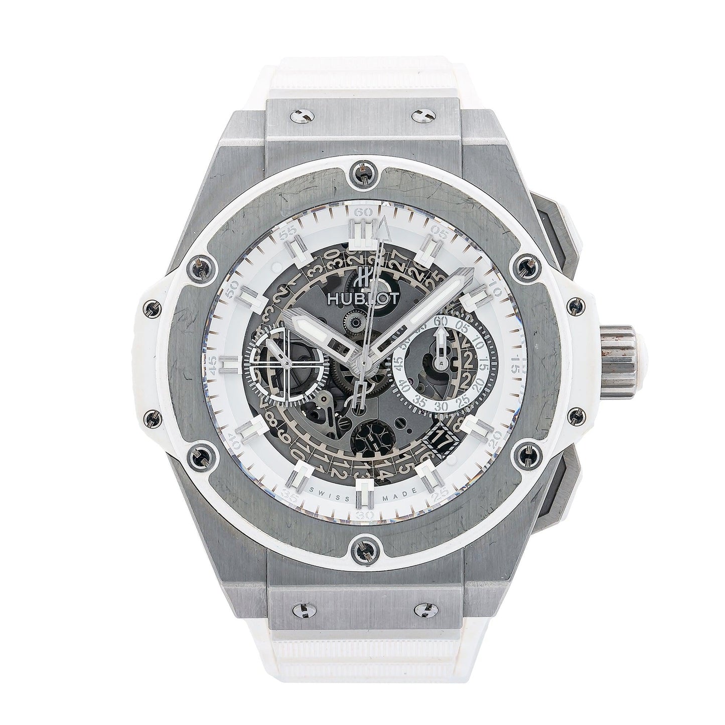 Hublot King Power 701.NE.0127 48MM Transparent Dial With Rubber Bracelet