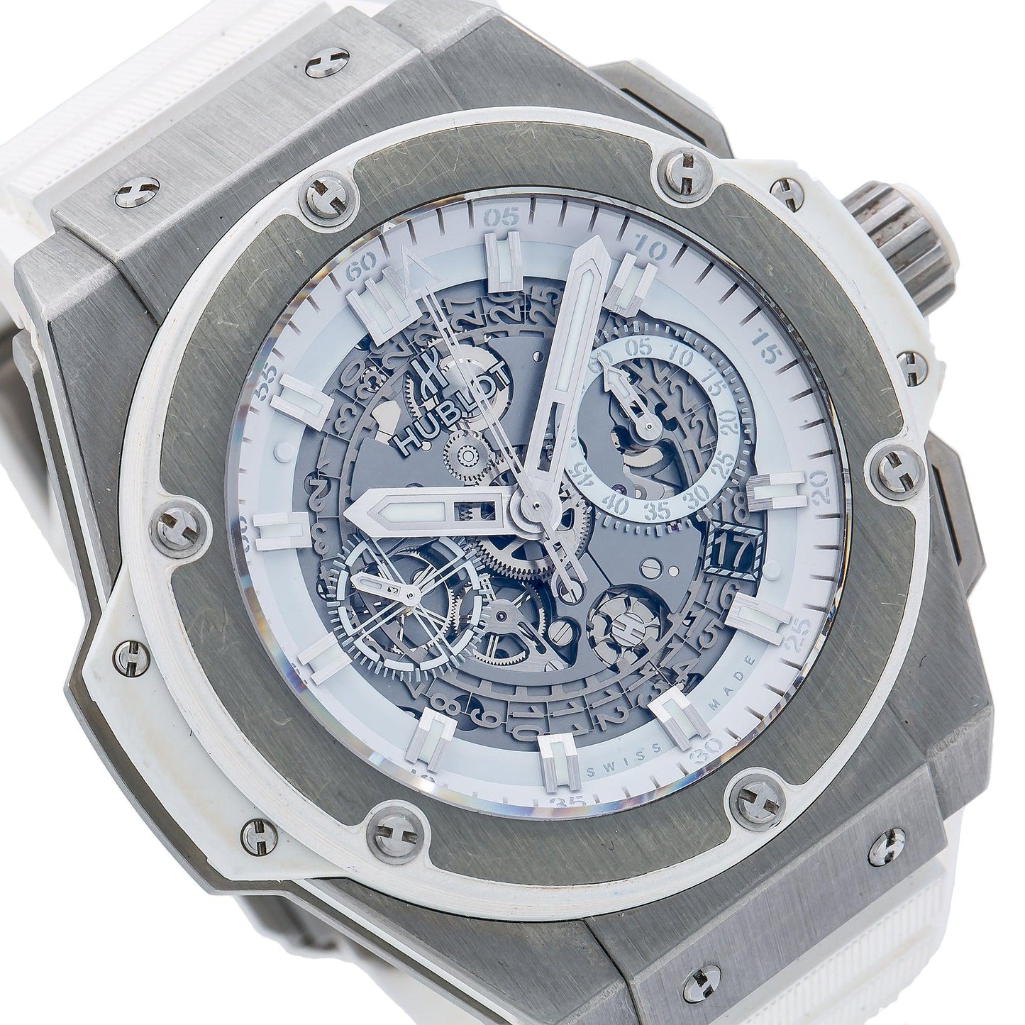 Hublot King Power 701.NE.0127 48MM Transparent Dial With Rubber Bracelet