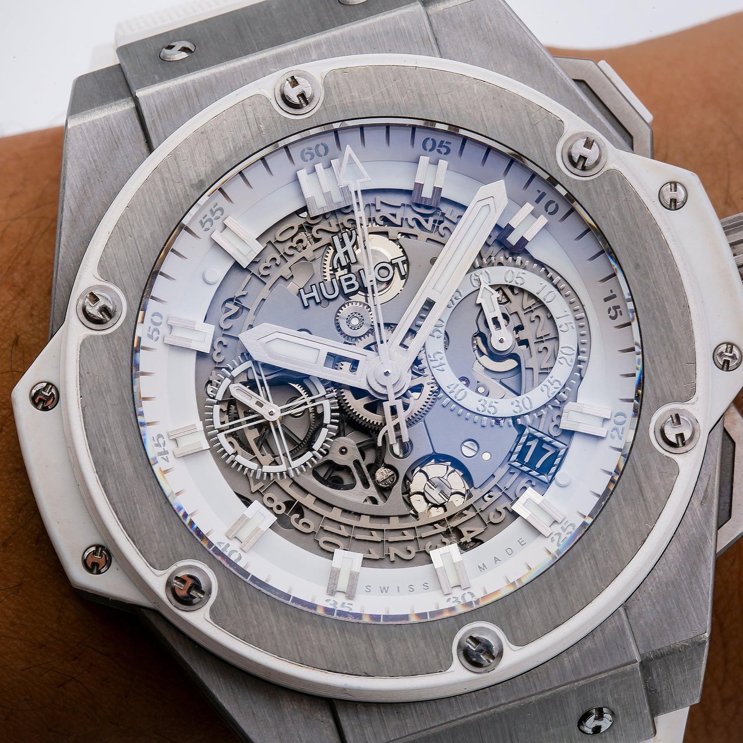 Hublot King Power 701.NE.0127 48MM Transparent Dial With Rubber Bracelet