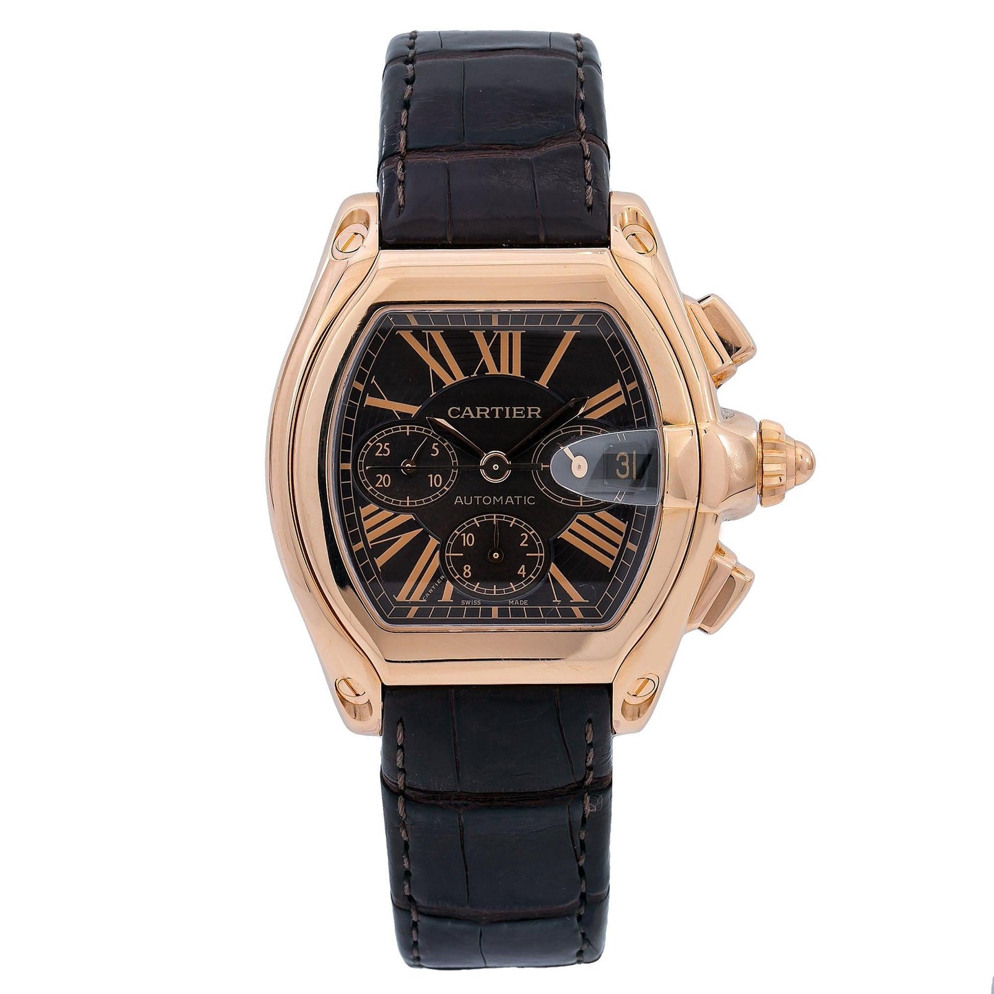 Cartier Roadster W62042Y4 43MM Brown Dial With Leather Bracelet