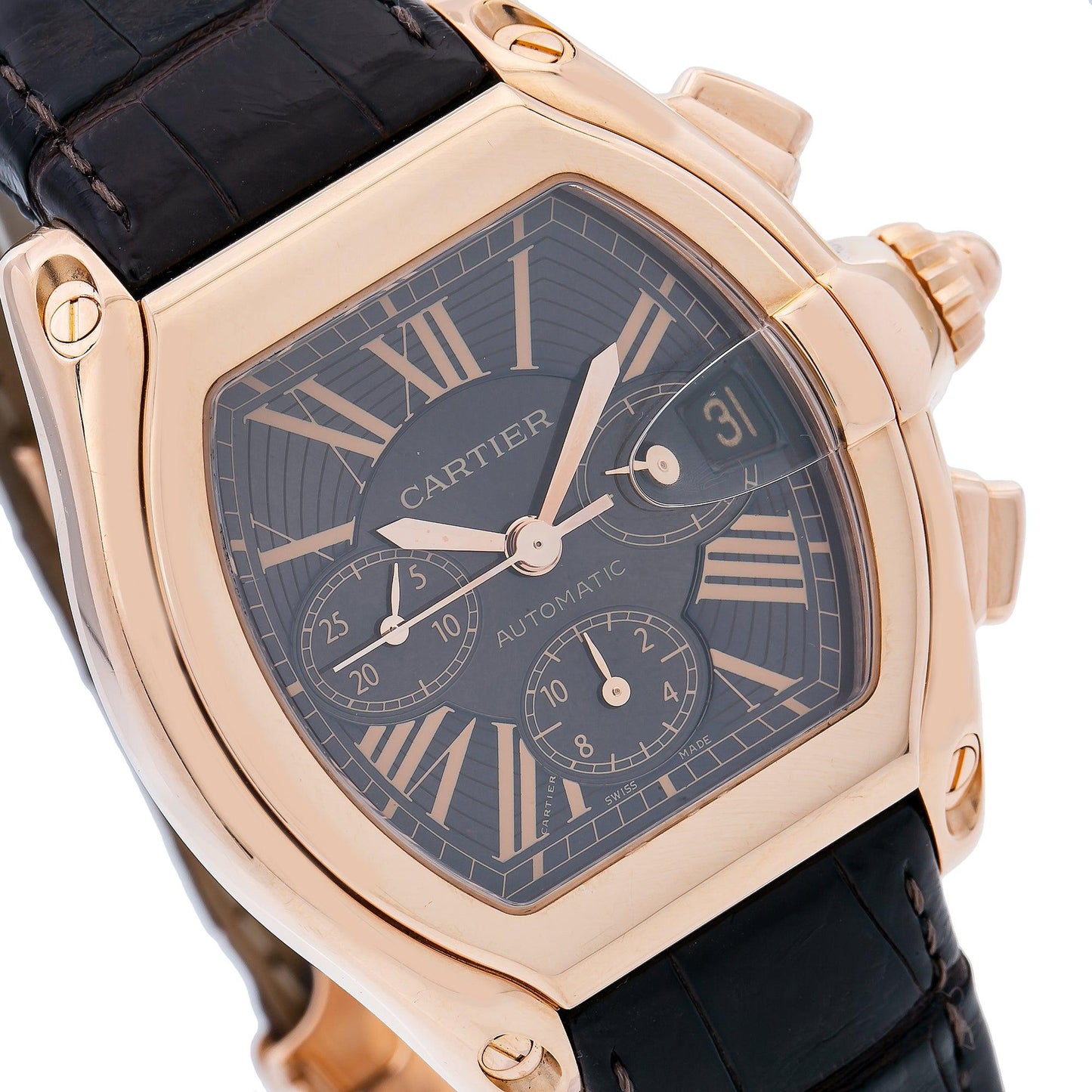 Cartier Roadster W62042Y4 43MM Brown Dial With Leather Bracelet
