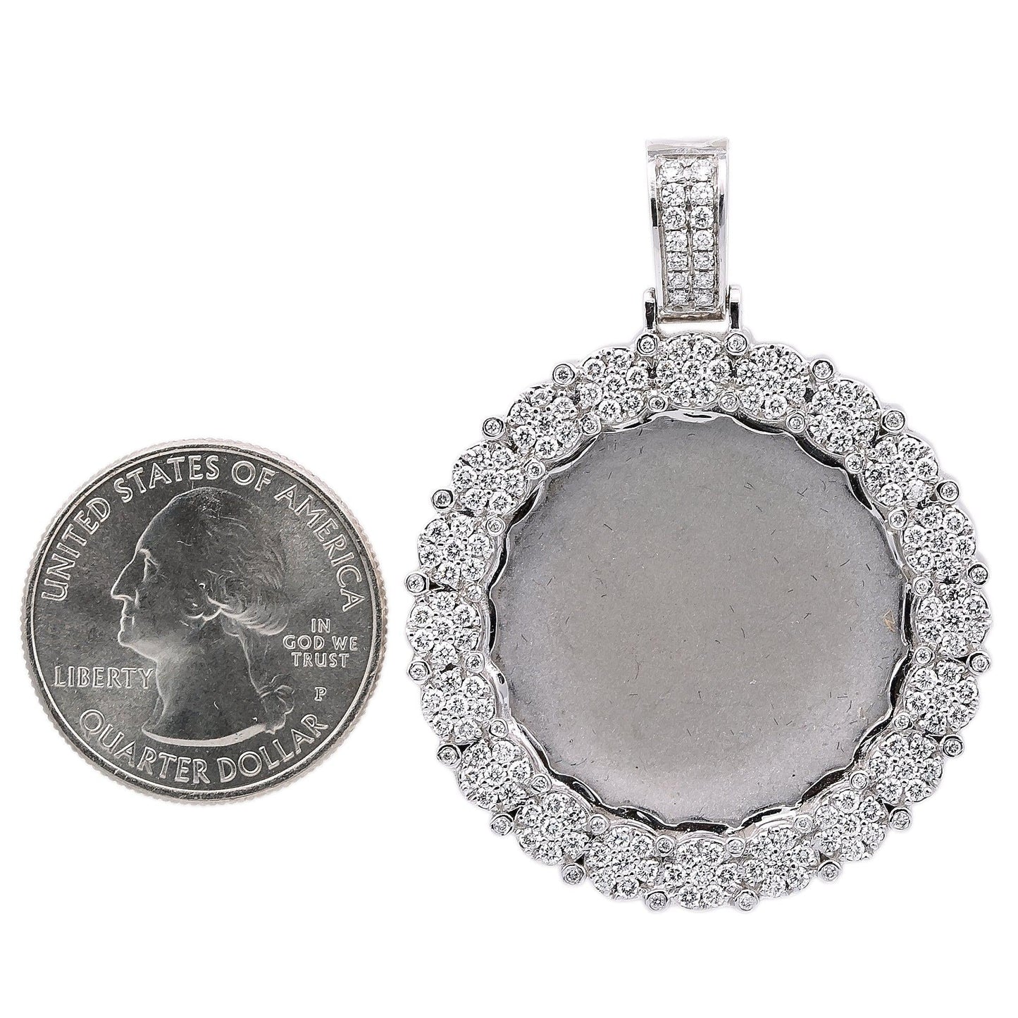 14K WHITE GOLD ROUND DIAMOND PICTURE PENDANT 2.23 CT
