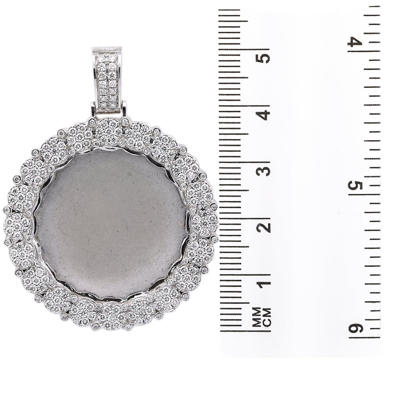 14K WHITE GOLD ROUND DIAMOND PICTURE PENDANT 2.45 CT