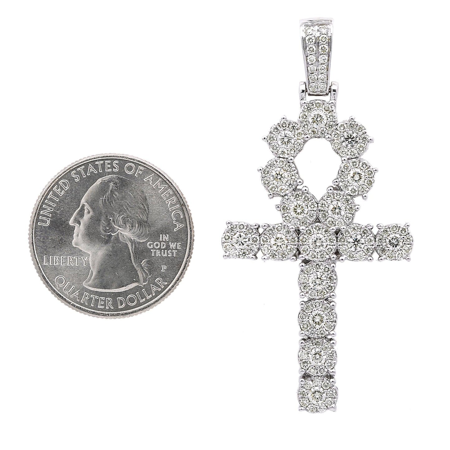 Unisex 14K White Gold Pendant with 2.97 CT Diamonds