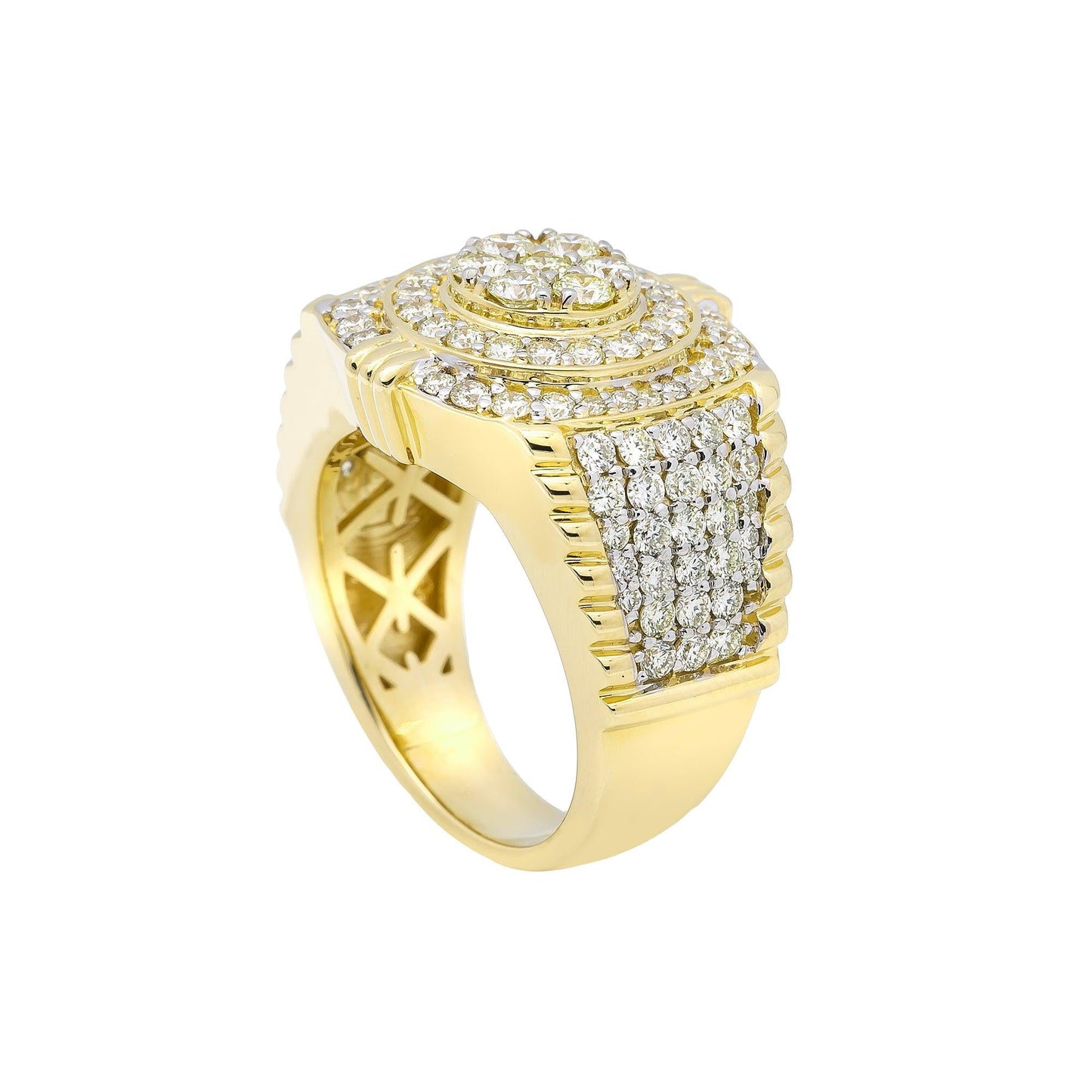 Unisex 14K Yellow/ Rose Gold Fancy Diamond Ring.