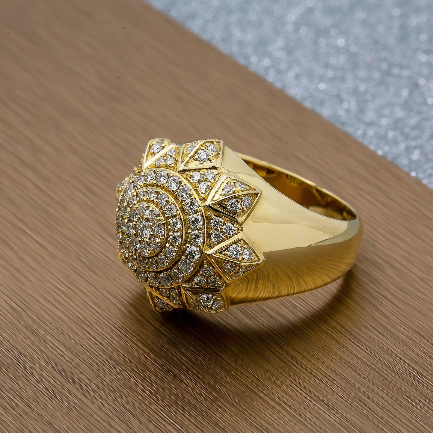 Unisex 14K Yellow/ Rose Gold Fancy Diamond Ring