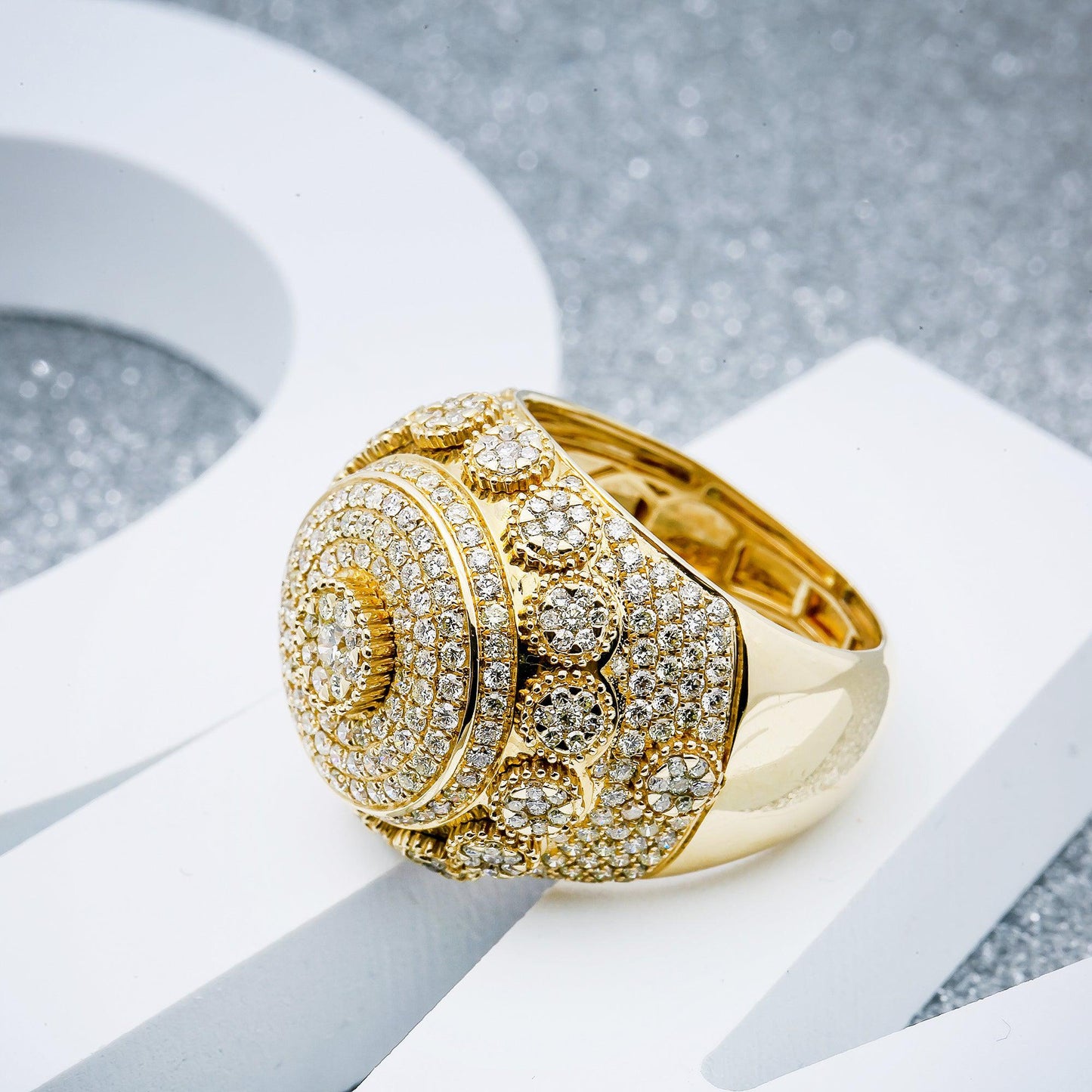 Unisex 14K Yellow/ Rose Gold Fancy Diamond Ring