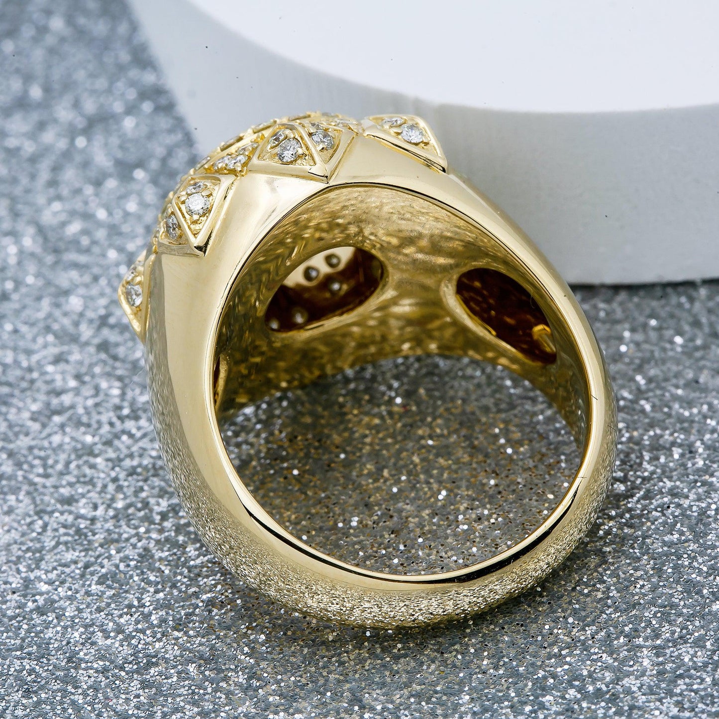 Unisex 14K Yellow/ Rose Gold Fancy Diamond Ring