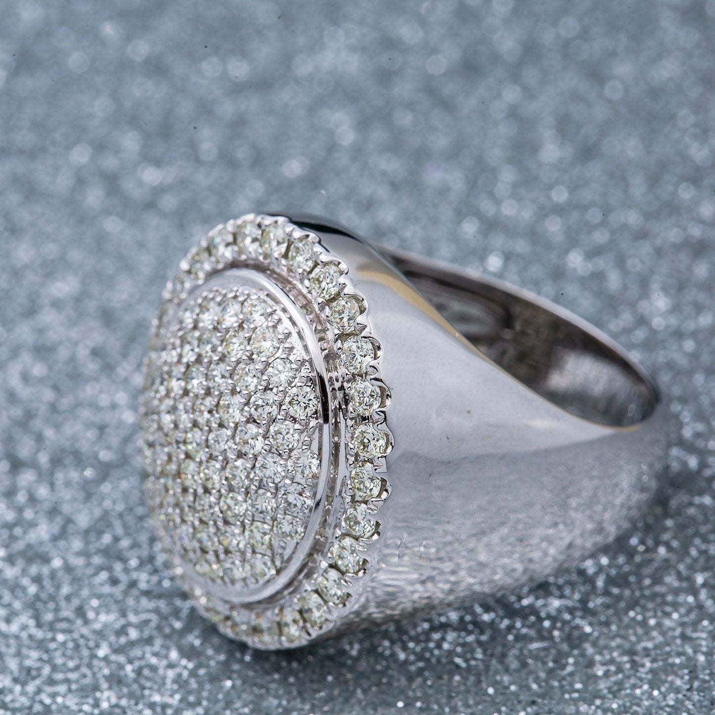 Unisex 14K White Gold Fancy Diamond Ring