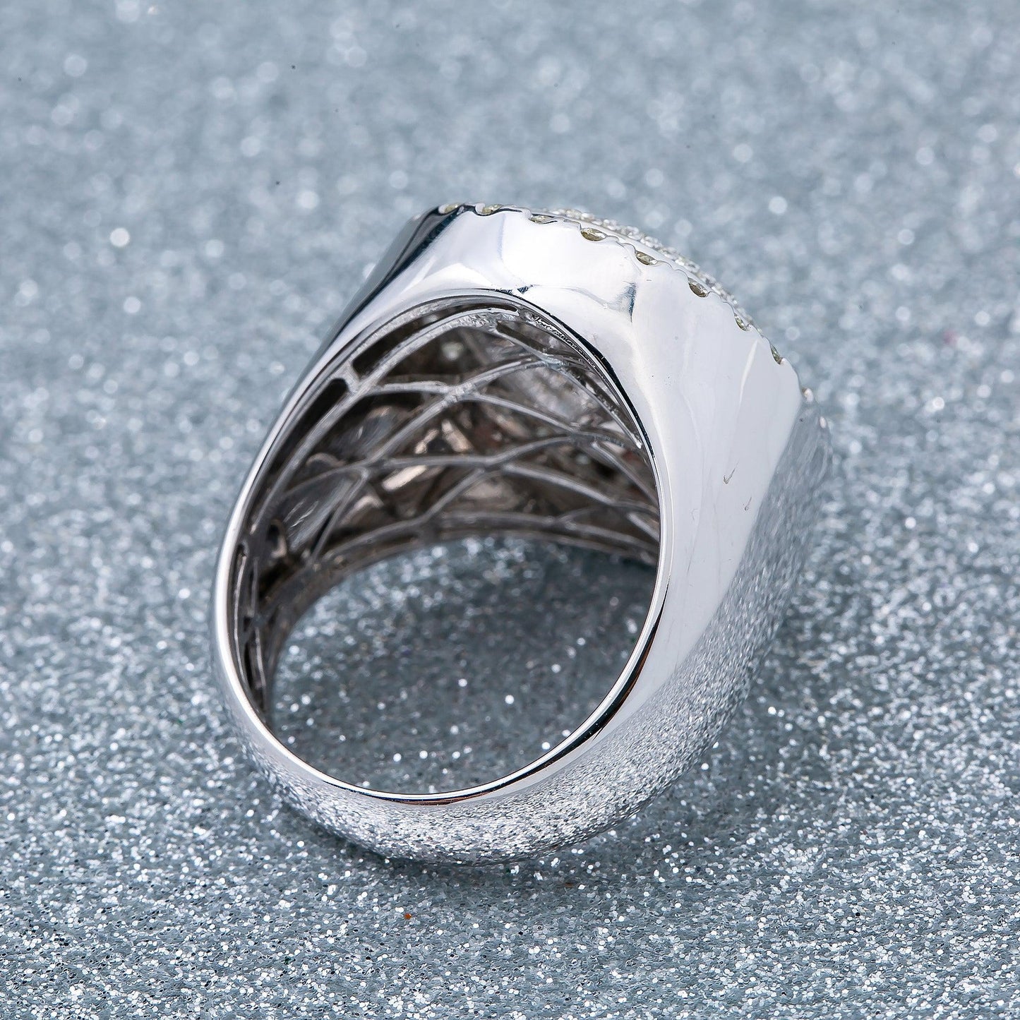 Unisex 14K White Gold Fancy Diamond Ring