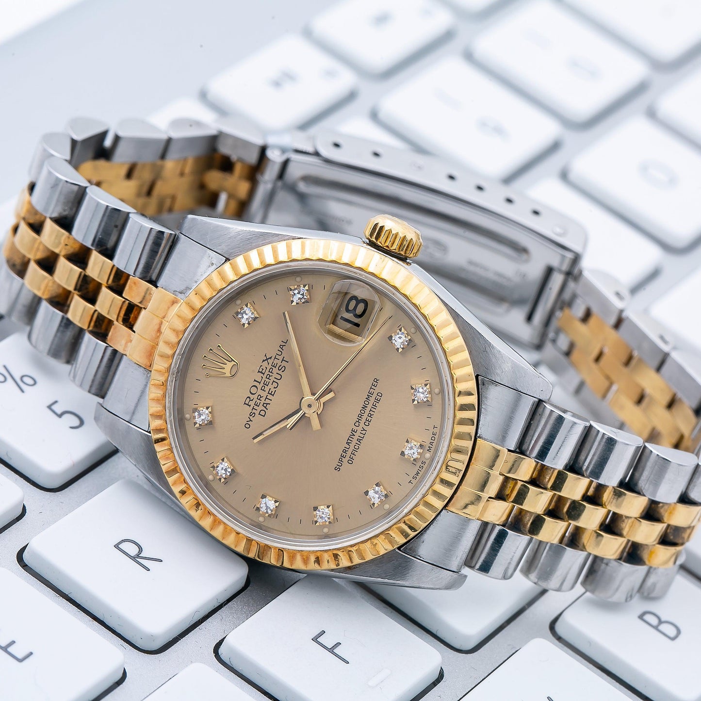 Rolex Lady-Datejust 68273 31MM Champagne Diamond Dial With Two Tone Jubilee Bracelet