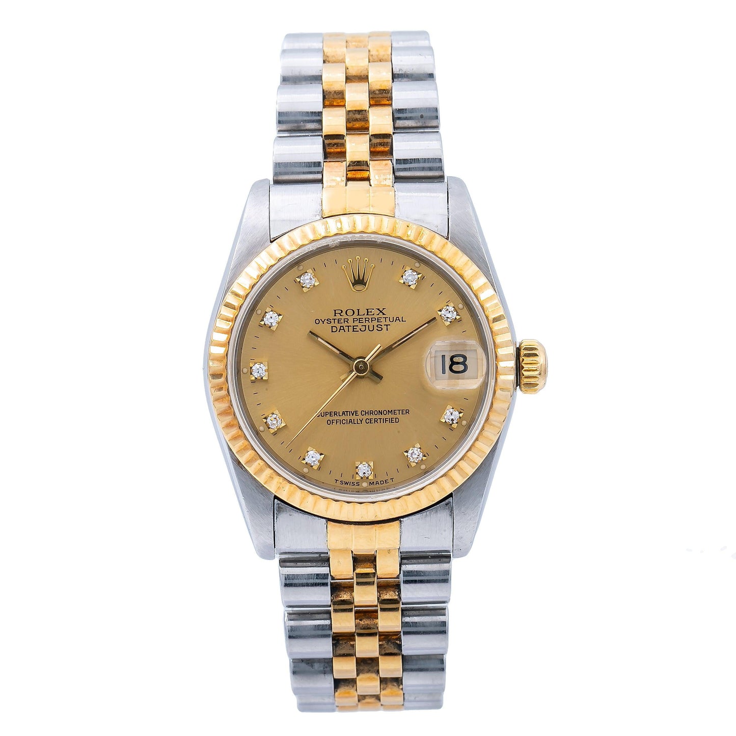 Rolex Lady-Datejust 68273 31MM Champagne Diamond Dial With Two Tone Jubilee Bracelet