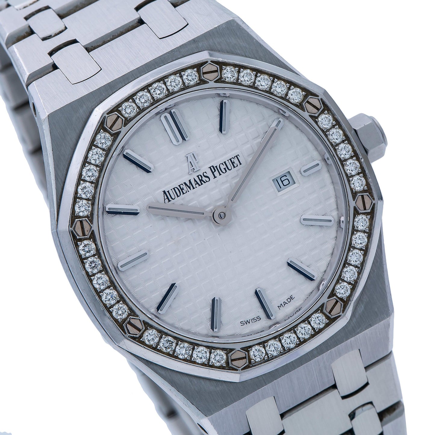 Audemars Piguet Royal Oak Lady 33MM White Dial And Factory Diamond Bezel