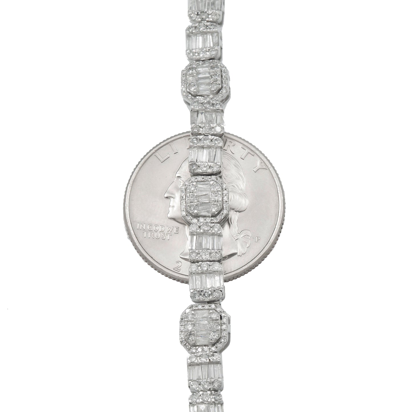 10K GOLD BAGUETTE DIAMOND CHAIN 12.88 CT