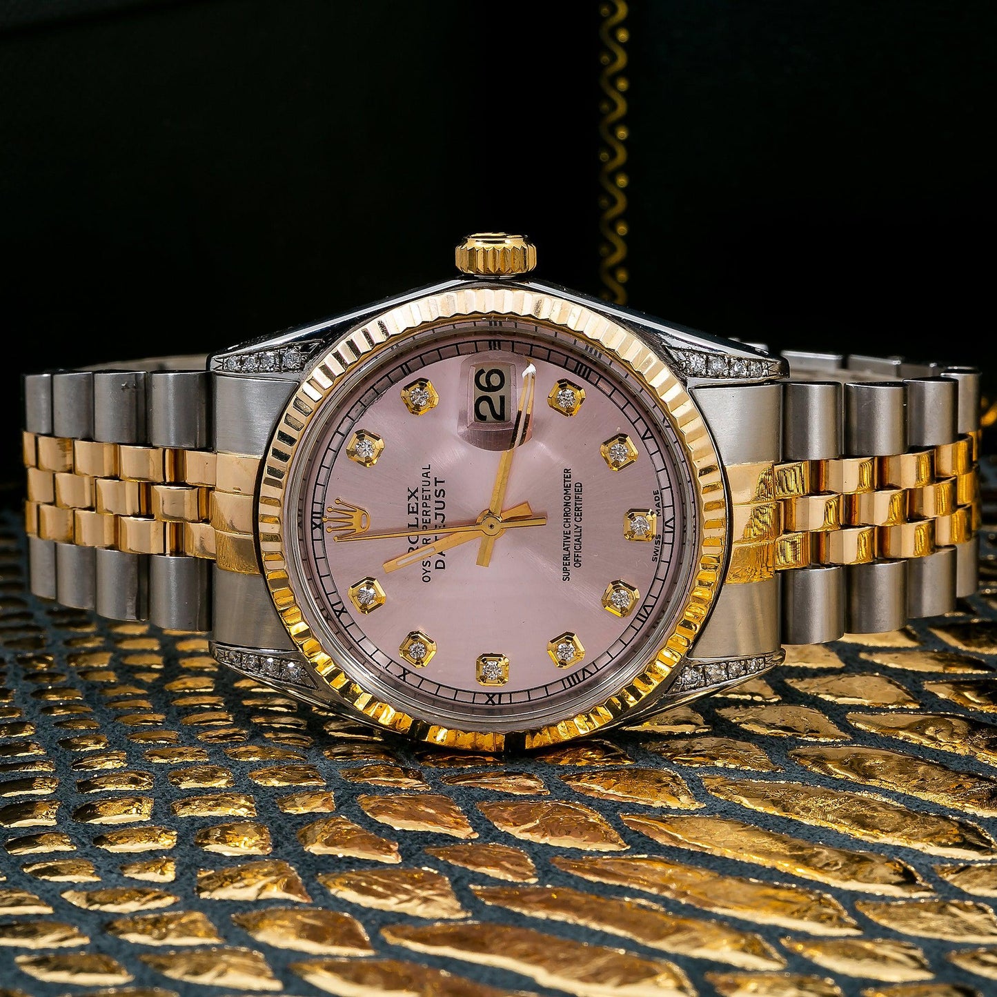 Rolex Datejust 16013 36MM Pink Diamond Dial With Two Tone Bracelet
