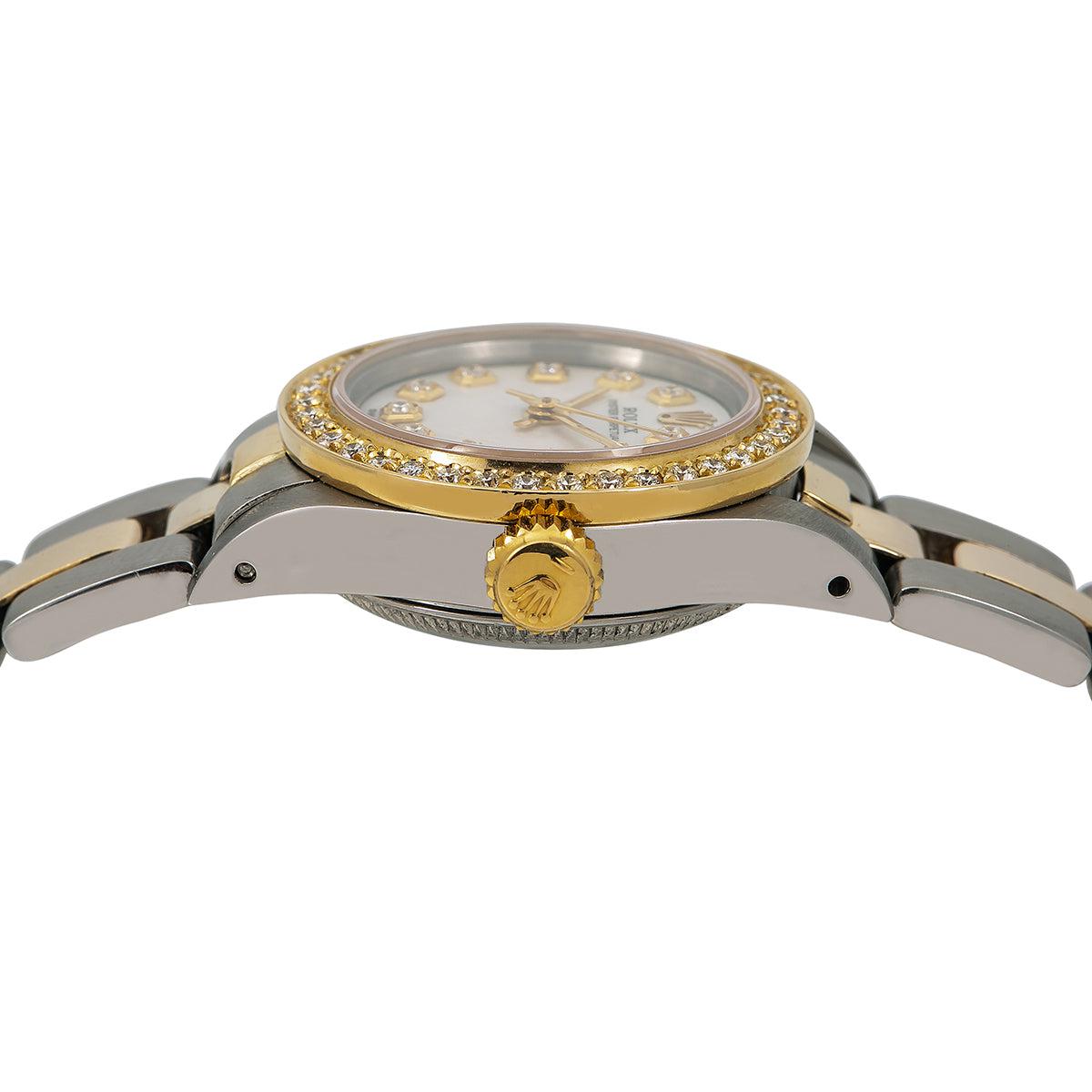 Rolex Oyster Perpetual 26MM White Diamond Dial And Bezel With 0.90 CT Diamonds