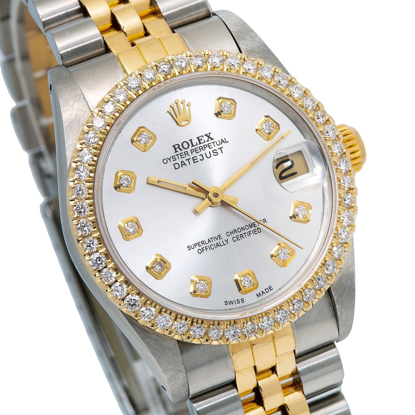 Rolex Lady-Datejust 68273 31MM Silver Diamond Dial With Two Tone Bracelet
