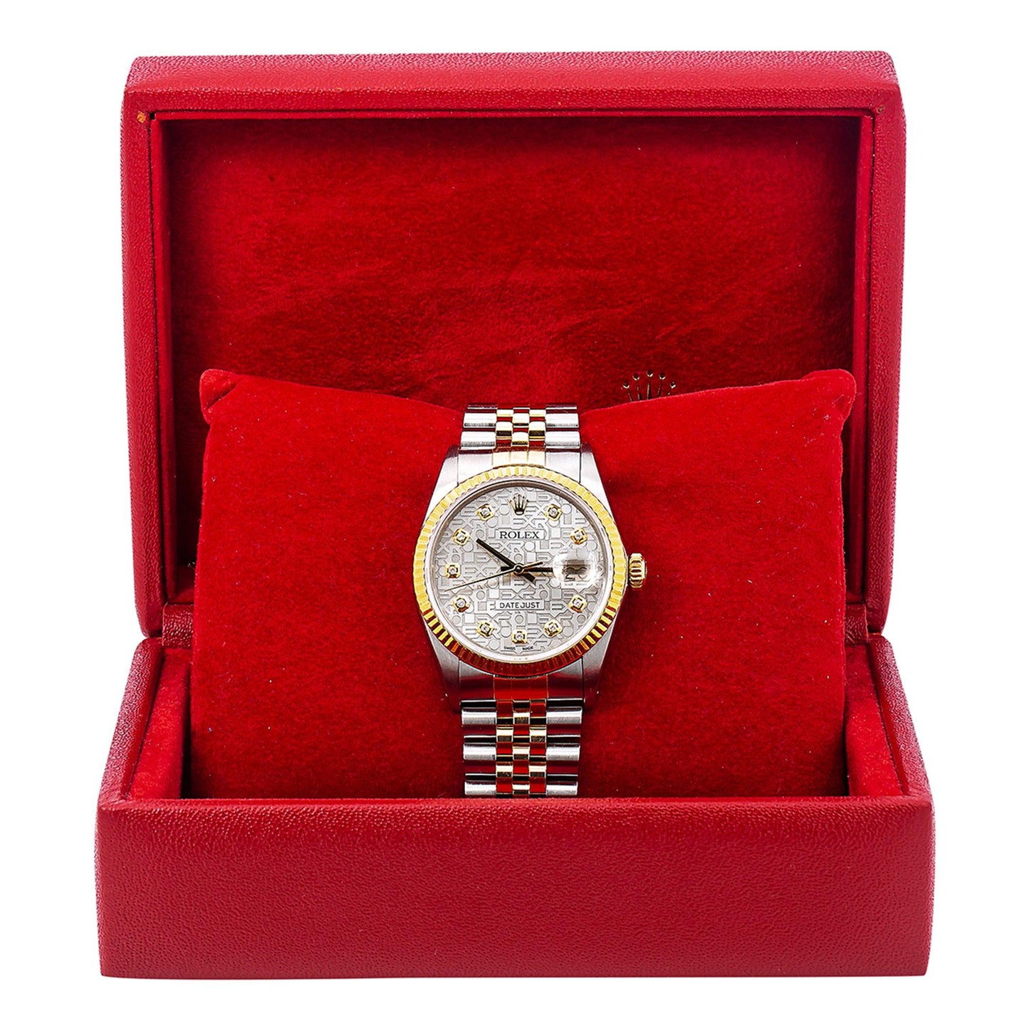 Rolex Datejust Diamond Watch, 16013 36mm, Silver Diamond Dial With 1.20 CT Diamonds