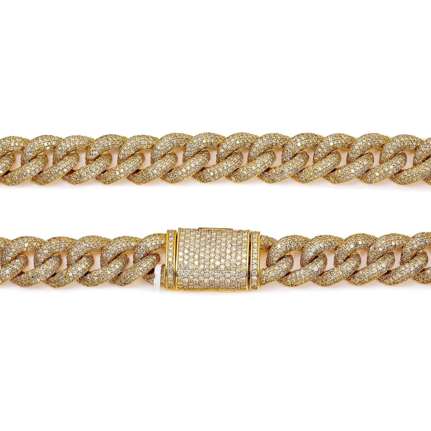 14K YELLOW GOLD 22" CUBAN CHAIN WITH 31.18 CT DIAMONDS