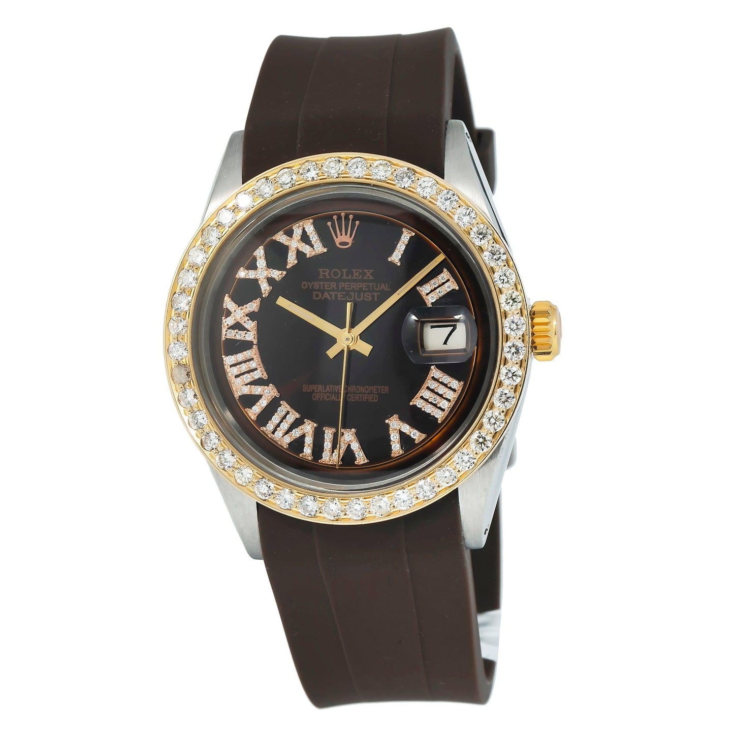 Rolex Datejust 1601 36MM Brown Diamond Dial With Diamond Bezel
