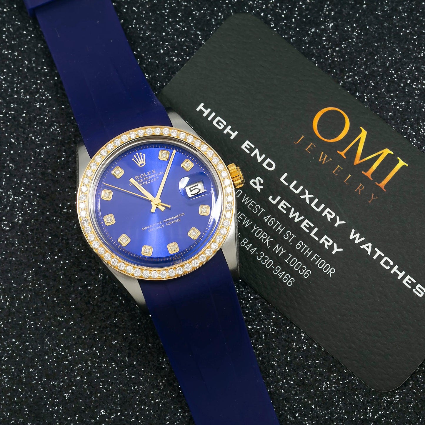 Rolex Datejust 1601 36MM Blue Diamond Dial With Diamond Bezel