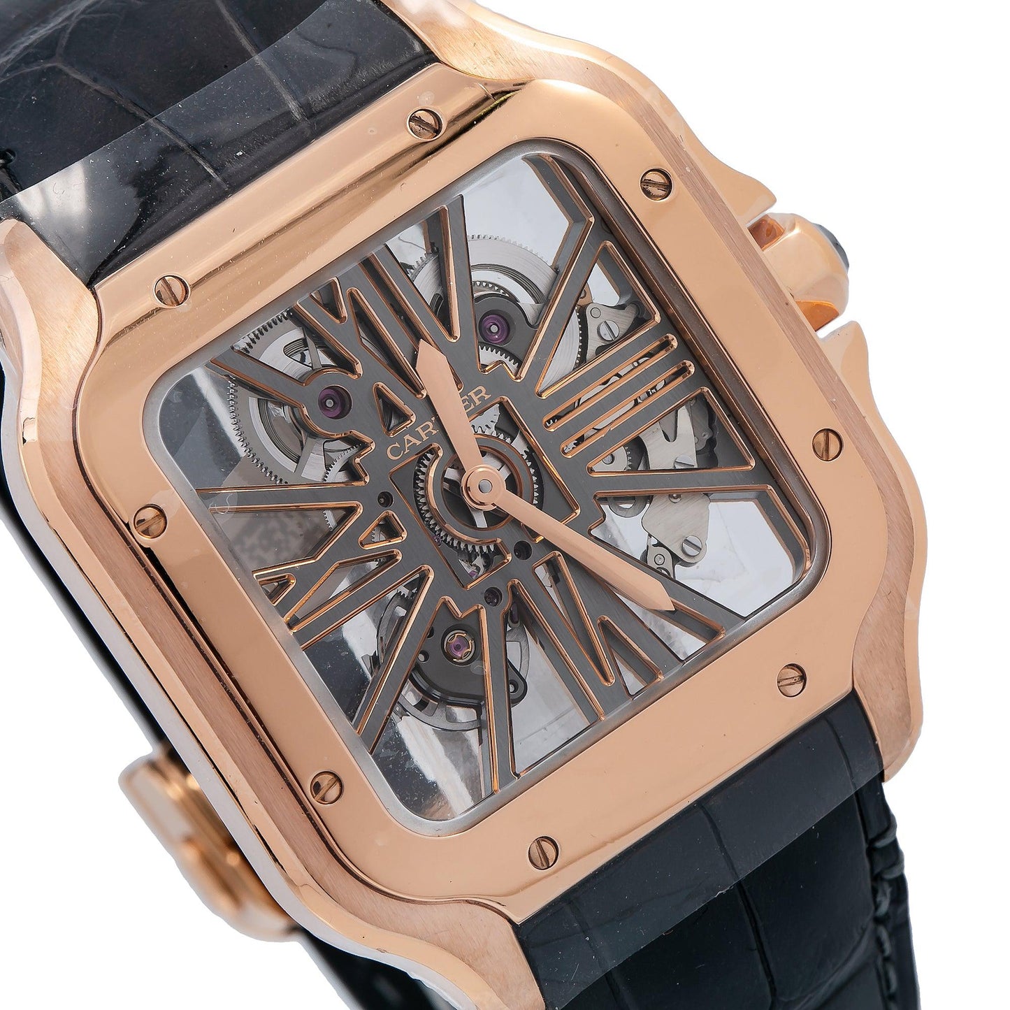 Cartier Santos WHSA0018 40 MM Transparent Dial With Leather Bracelet