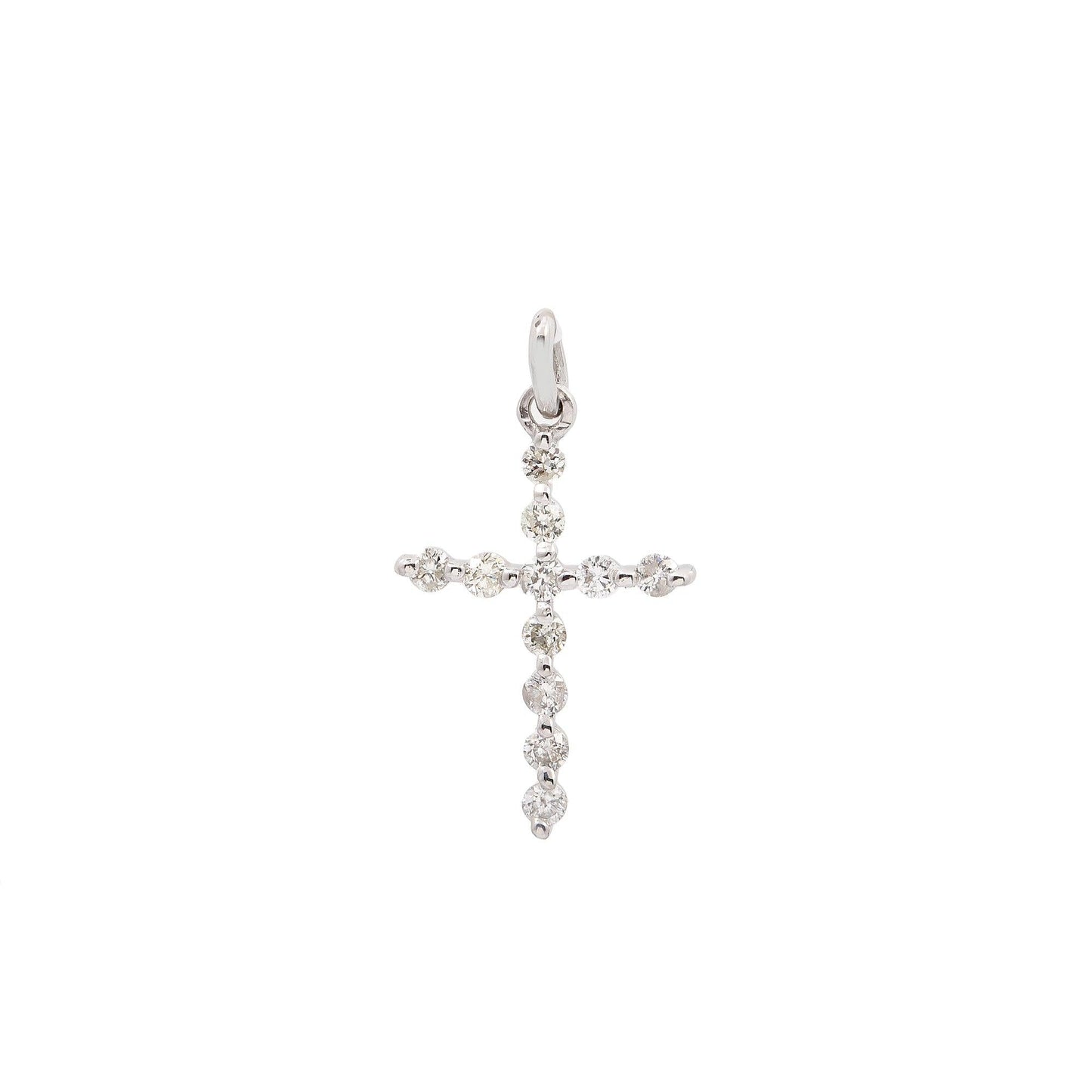 Unisex 18K White Gold Cross Pendant with 0.25 CT Diamonds