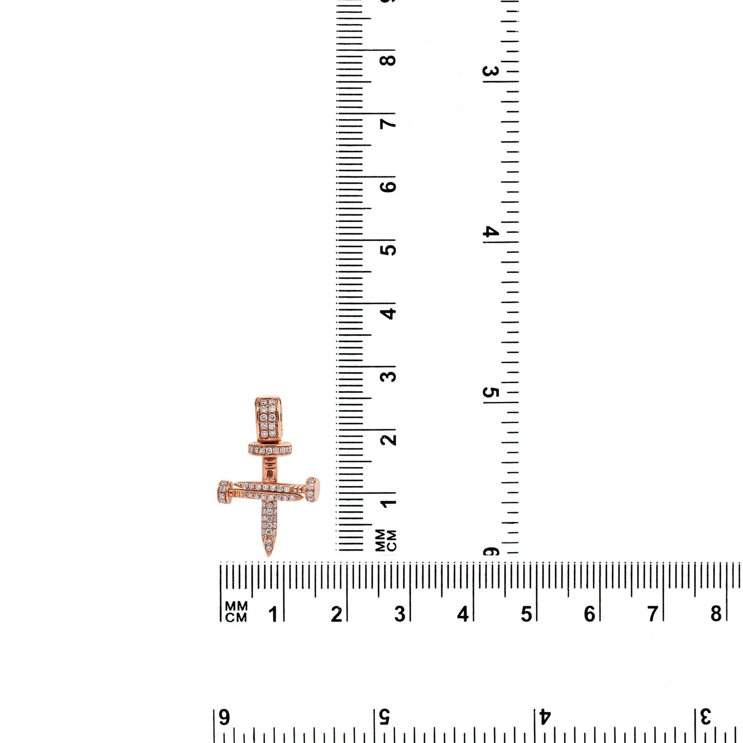 Unisex 14K Rose Gold Cross Pendant with 0.26 CT Diamonds