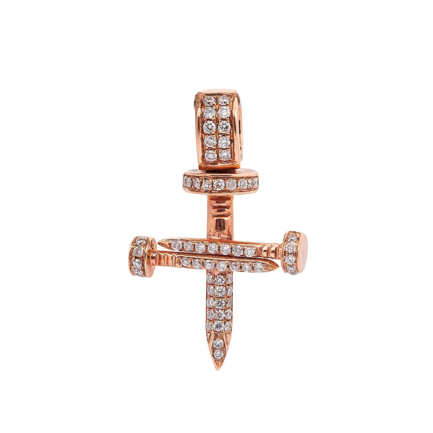 Unisex 14K Rose Gold Cross Pendant with 0.26 CT Diamonds