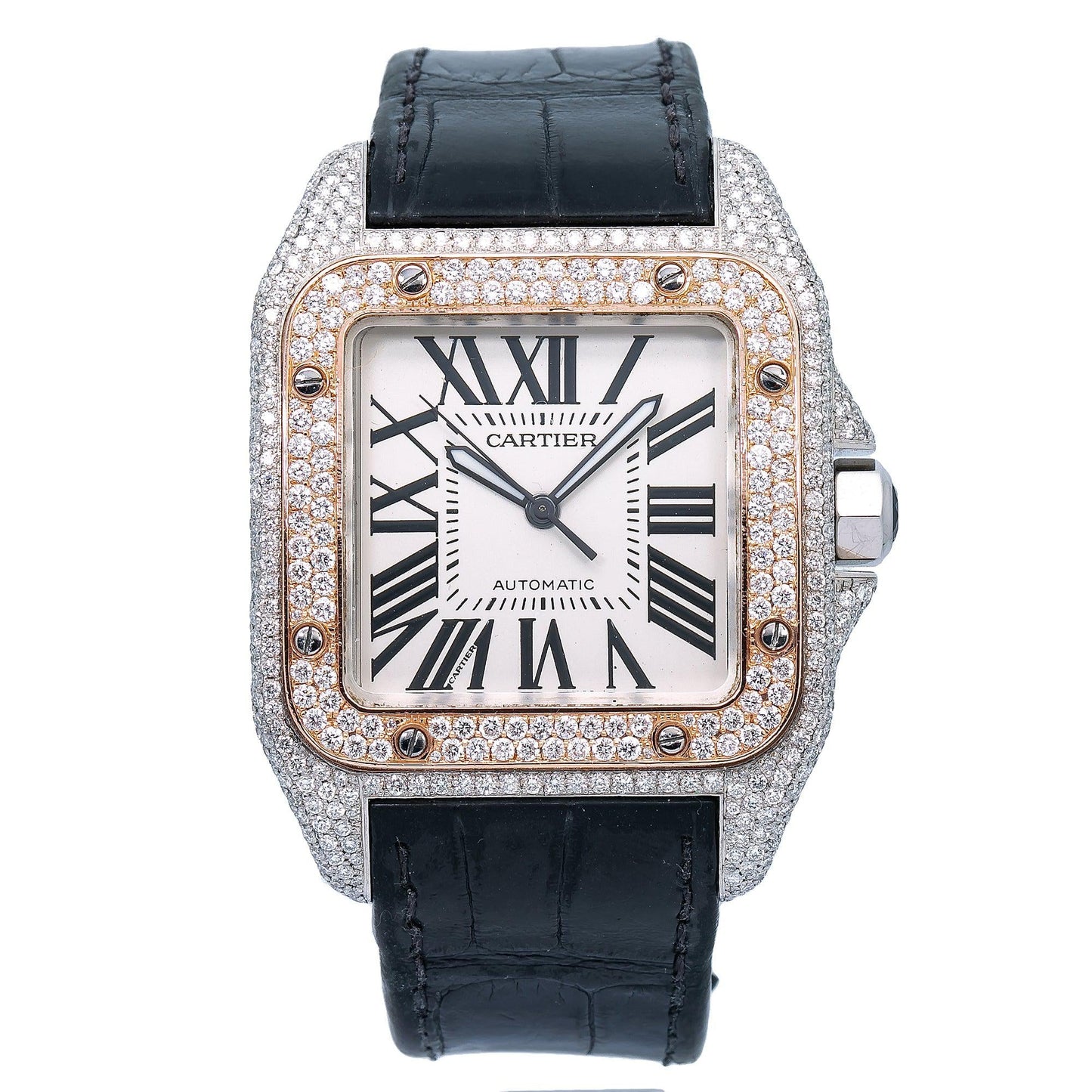 Cartier Santos 100 W20073X8 41MM White Dial With 9.25 CT Diamonds