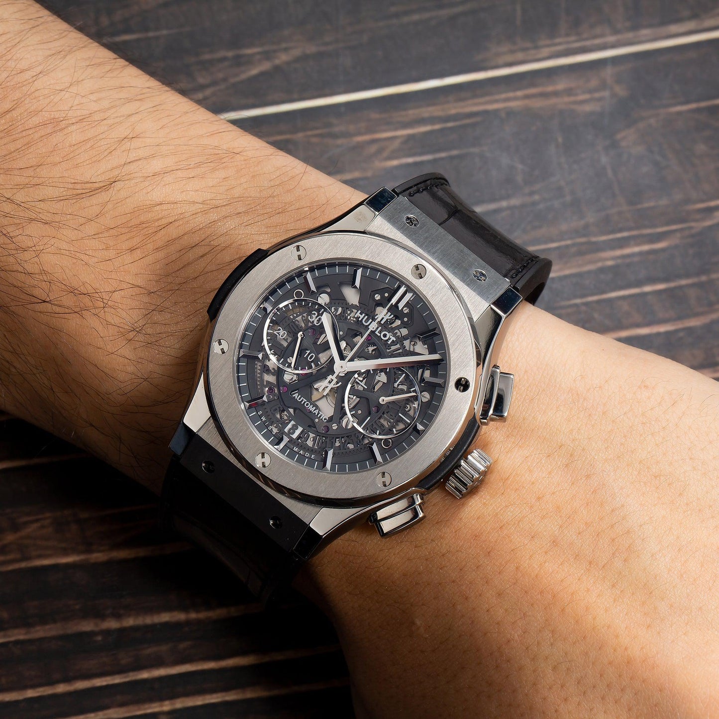 Hublot Classic Fusion Aerofusion 525NX 45MM Transparent Dial With Leather Bracelet