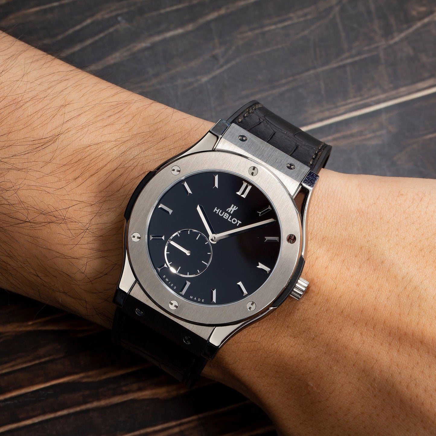 Hublot Classic Fusion Ultra-Thin 515.NX.1270.LR 45MM Black Dial With Leather Bracelet