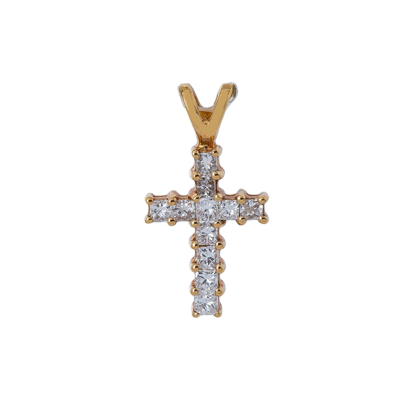 Unisex 14K Yellow Gold Cross Pendant with 0.55 CT Diamonds