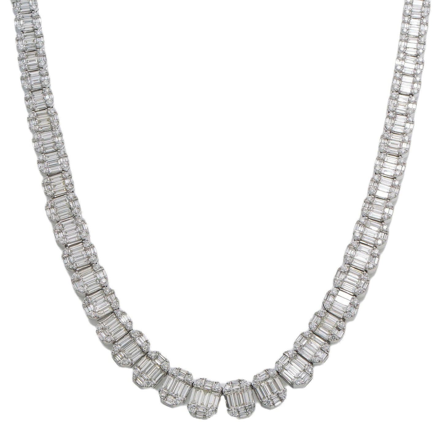 14K GOLD BAGUETTE AND ROUND DIAMOND CHAIN 25.05 CT