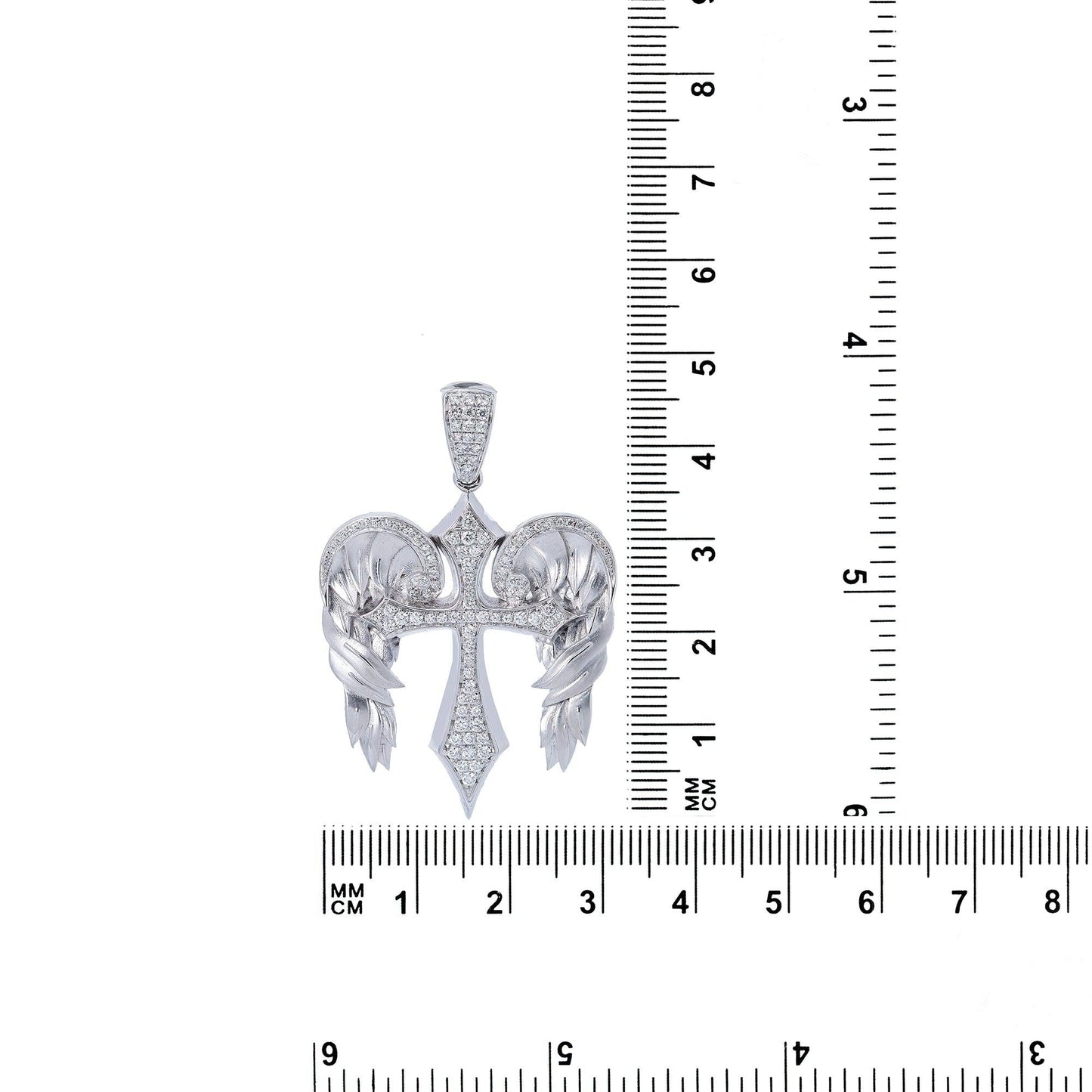 Unisex 14K White Gold Angels Wings Pendant with 0.8CT Diamonds
