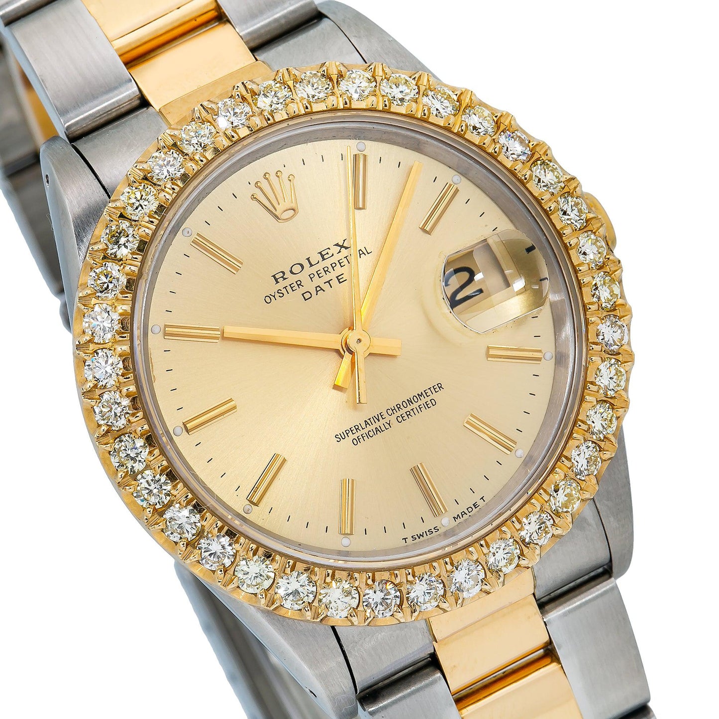 Rolex Oyster Perpetual Date 15233 34MM Champagne Dial With Two Tone Oyster Bracelet