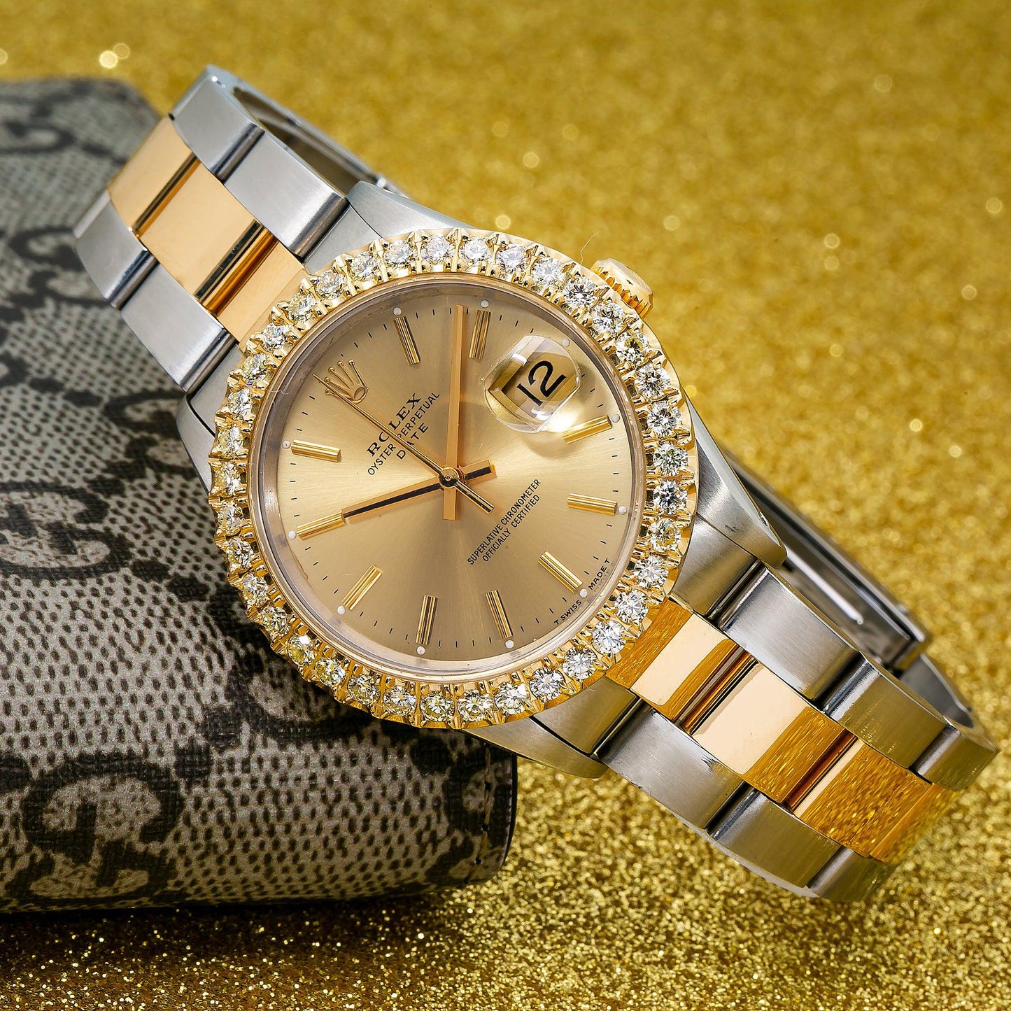 Rolex Oyster Perpetual Date 15233 34MM Champagne Dial With Two Tone Oyster Bracelet