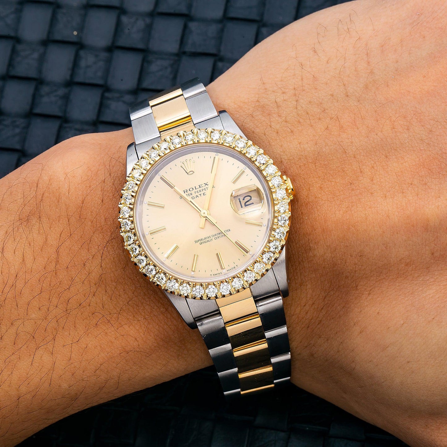 Rolex Oyster Perpetual Date 15233 34MM Champagne Dial With Two Tone Oyster Bracelet