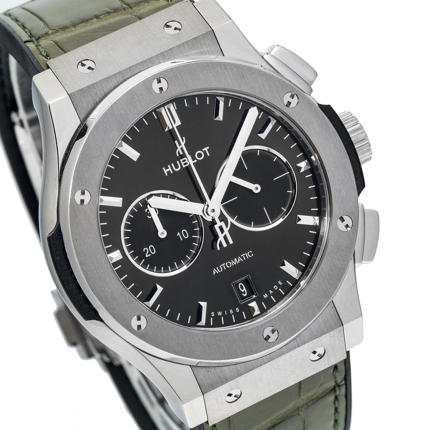 Hublot Classic Fusion Chronograph 541.NX.8970.LR 42MM Green Dial With Leather Bracelet