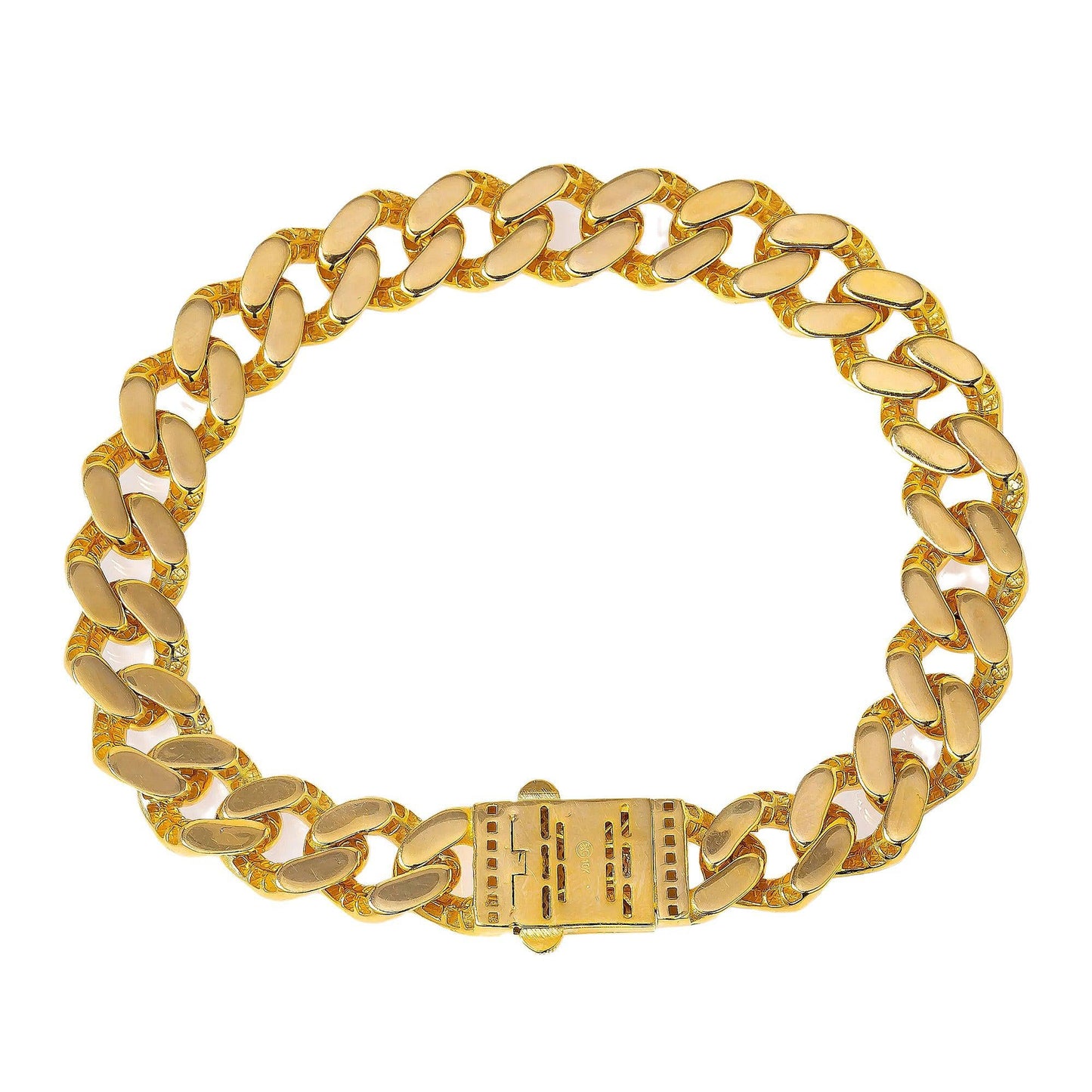 10K YELLOW GOLD DIAMOND CUT CUBAN LINK BRACELET