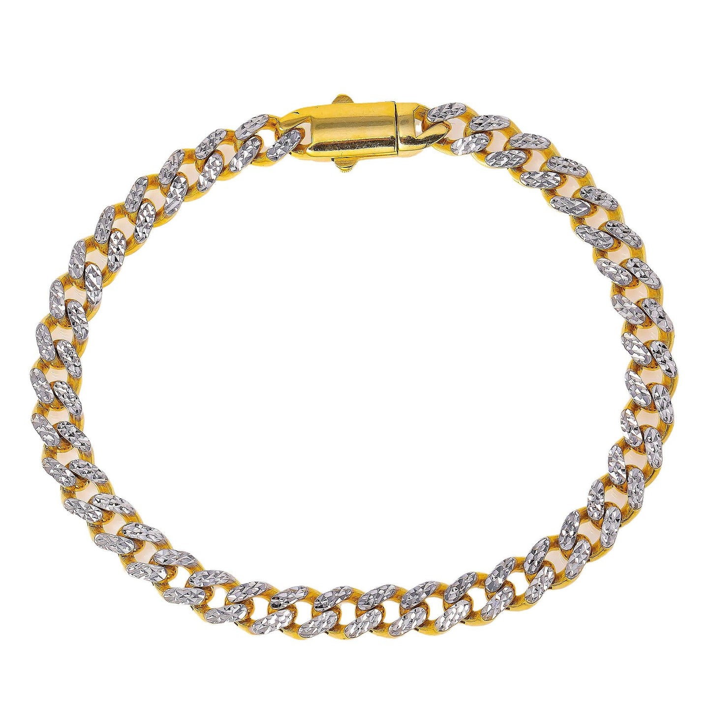 10K YELLOW GOLD DIAMOND CUT CUBAN LINK BRACELET